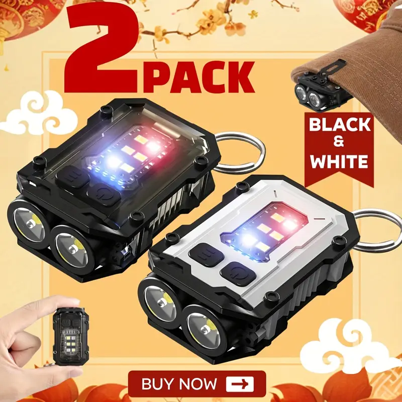 Fishing Light - Clip-On-Taschenlampe, wiederaufladbar, Mini-EDC-Schlüsselanhänger-Taschenlampe, kompaktes Taschen-COB-Blitzlicht für