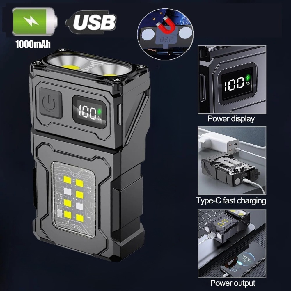 Fishing Light - 180 ° Drehbare LED-Taschenlampe USB-Aufladbar Schlüsselanhänger-Licht