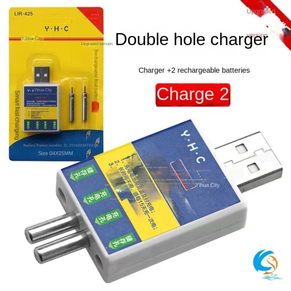 Fish Finder Charger - Nachtangelzubehör USB-Ladegerät CR425 CR322 1/2-Loch-Angelbatterie Leuchtender