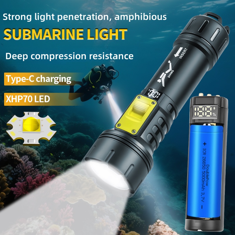 Fishing Light - Neue XHP70 Tauchen Taschenlampe IPX8 Wasserdichte