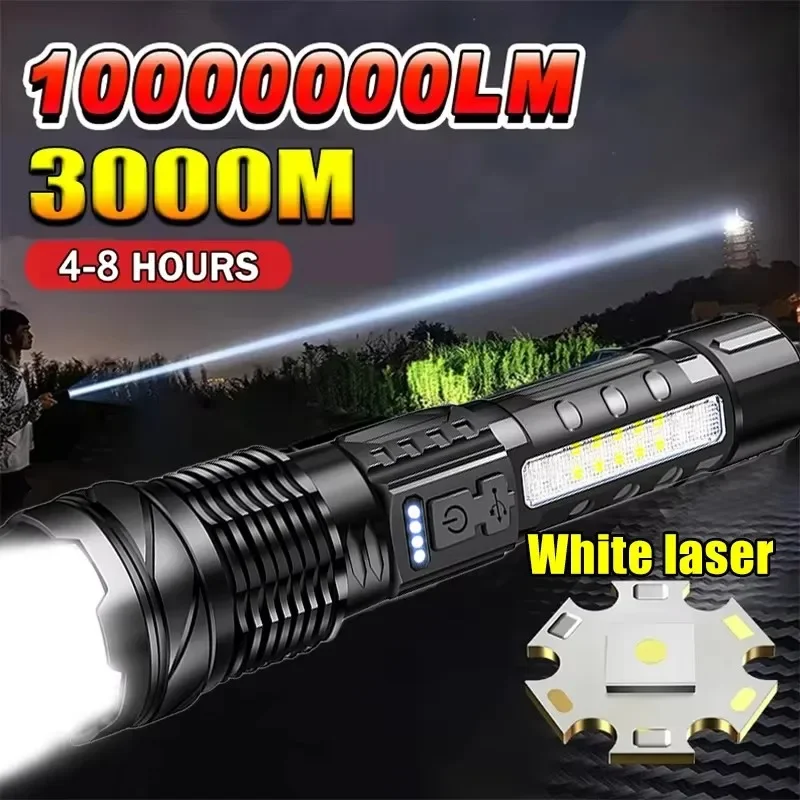 Fishing Light - Leistungsstarke LED-Taschenlampe mit Batterieanzeige USB-Aufladbar Teleskop-Zoom-Fackel