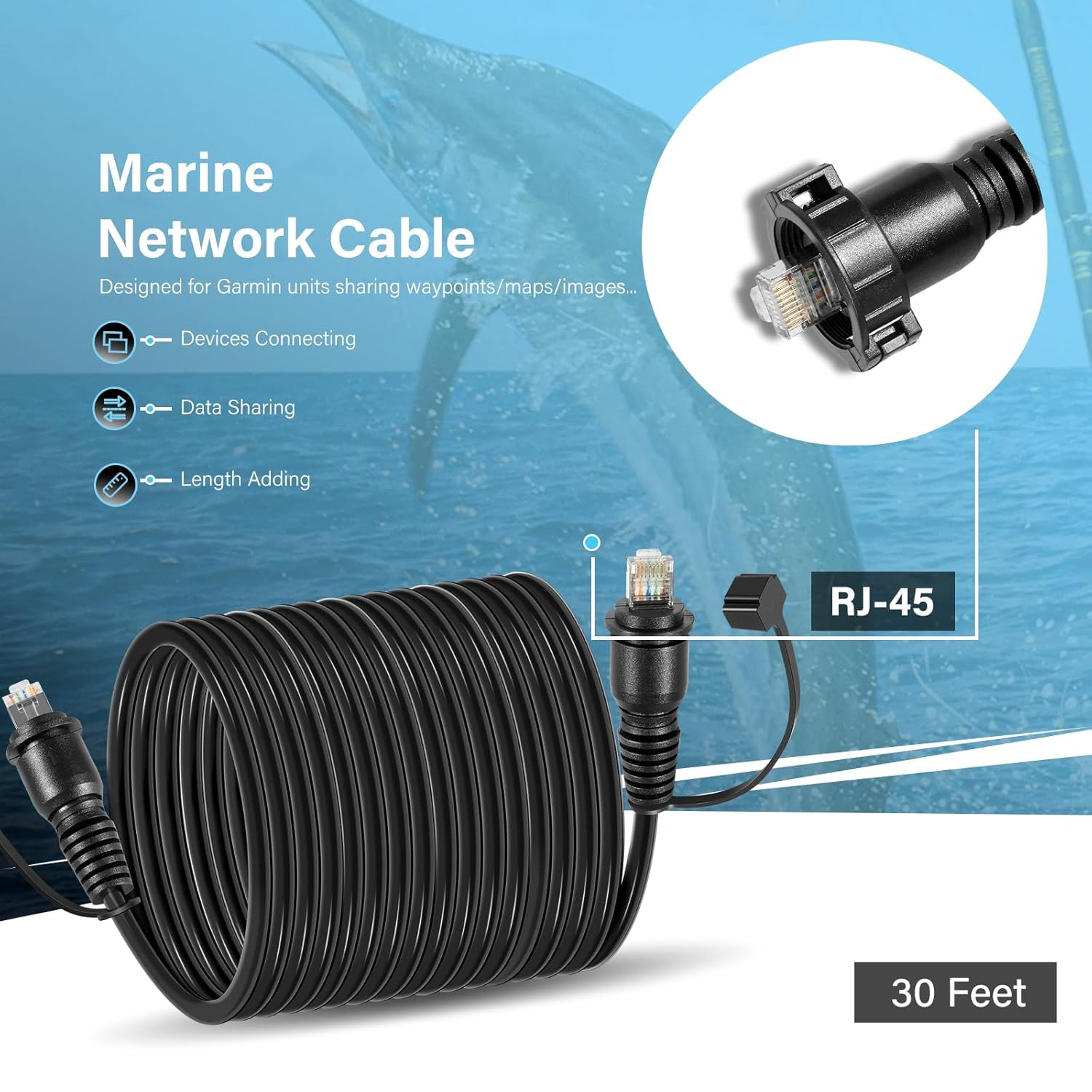 30 Fuß langes Marine-Netzwerkk – Fish Finder Cable Bewertung und Preis